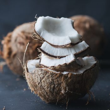 Fresh raw coconut recently opened