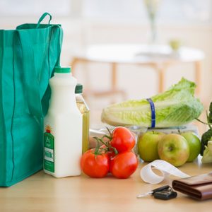 fresh groceries and produce on counter