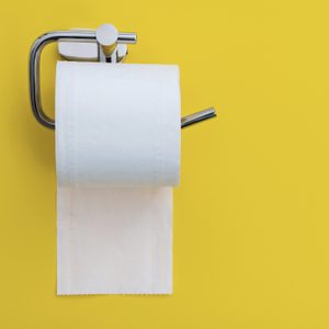 toilet paper holder on yellow background